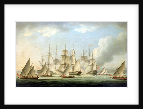 Attack on HMS 'Aurora' by pirates, 1812, end of the action by Thomas Buttersworth