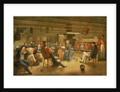 Divine service as it is usually performed on board a British frigate at sea by Augustus Earle
