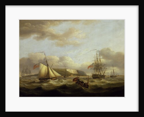 A cutter passing astern of a frigate by Thomas Luny