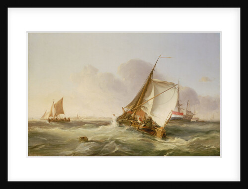 A Dutch boeier in a fresh breeze by George Chambers