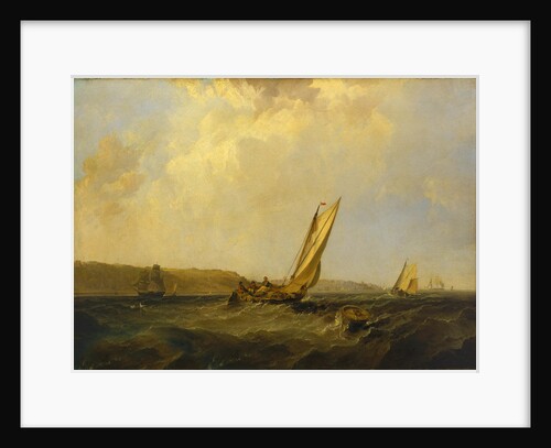 A sailing boat in a fresh breeze off Cowes by George Chambers the Elder