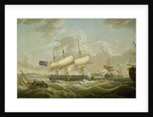 A frigate coming to anchor in the Mersey by Robert Salmon
