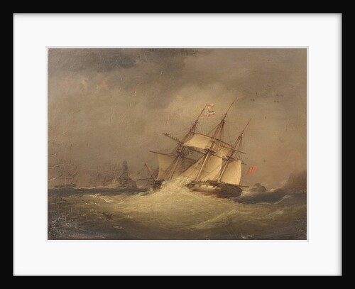 A frigate off a rocky coast by Nicolas Matthew Condy