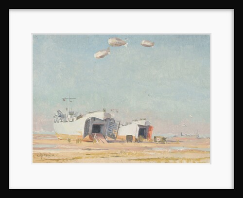 LSTs on the beach at Courseulles by Stephen Bone