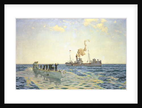 Surrender of U-111 to the trawler 'Lady Shirley' by Charles Pears