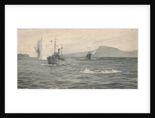 HMS 'Lanner' and 'Salvia' under bomb attack in Suda Bay by Rowland John Robb Langmaid