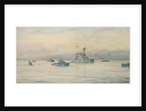 The Greek cruiser 'Averoff' and escorts by Rowland John Robb Langmaid