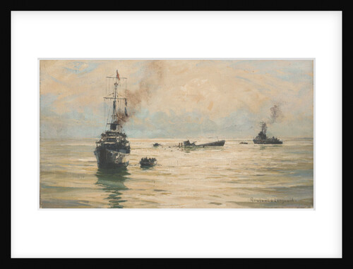 Picking up survivors from a sinking U-boat by Rowland John Robb Langmaid