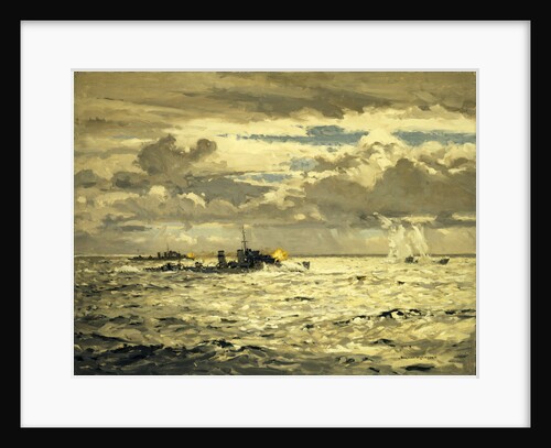 A destroyer sinking a submarine by Norman Wilkinson