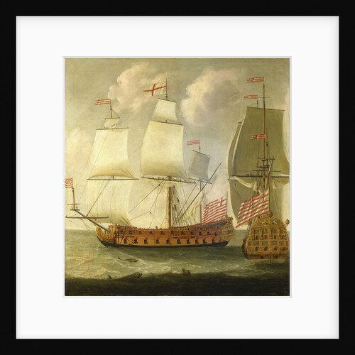 Two views of an East Indiaman of the time of King William III by Isaac Sailmaker