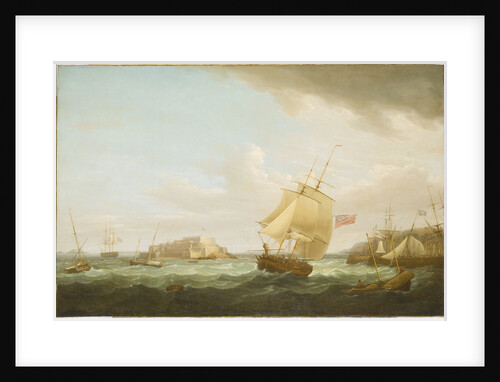A merchantman and other vessels off Castle Cornet, Guernsey by Thomas Whitcombe