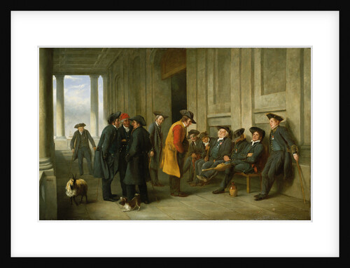 Pensioners outside the chapel at Greenwich ('An Old Tar doing Penance for his devotion to Jolly Bacchus') by Henry James Pidding