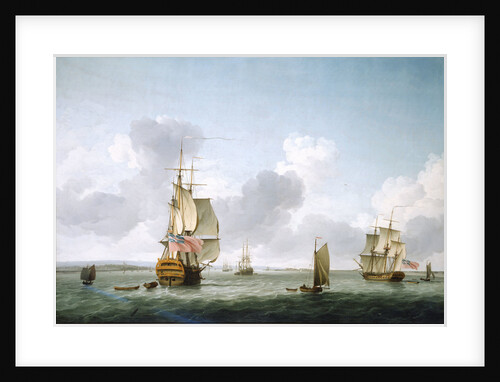 A two-decker and a frigate running into the Thames off Gravesend by Charles Brooking