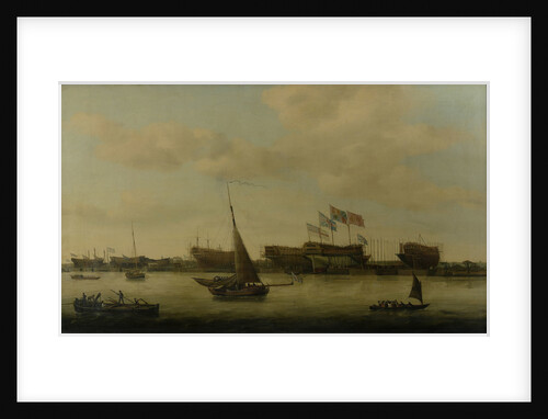 Launch of the 'Venerable', 74 guns, at Blackwall, 1784 by Francis Holman