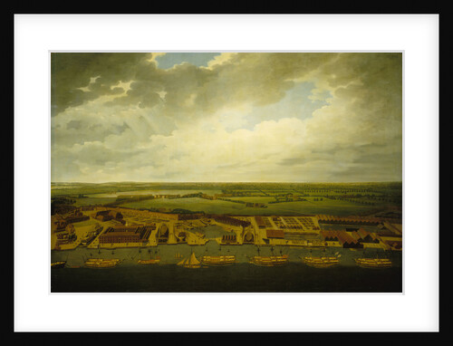 Aerial view of Deptford Dockyard by Joseph Farington