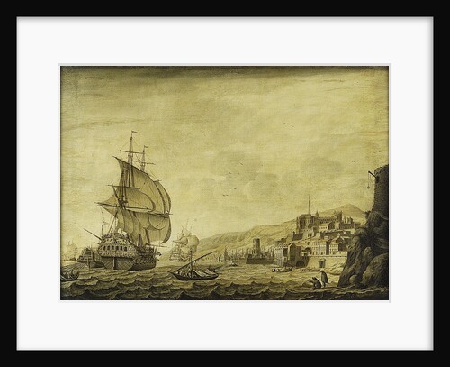 A Dutch ship arriving at Naples by Cornelis Bouwmeester