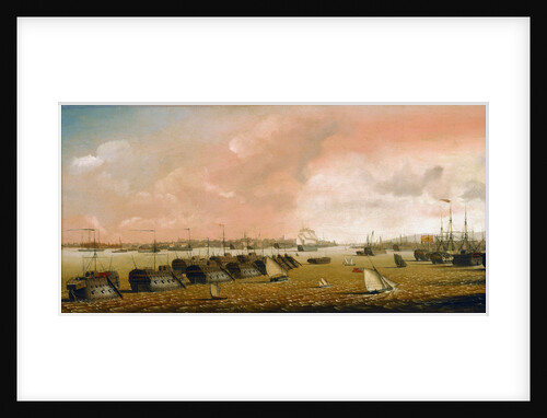 Prison hulks in Portsmouth harbour by Ambrose-Louis Garneray
