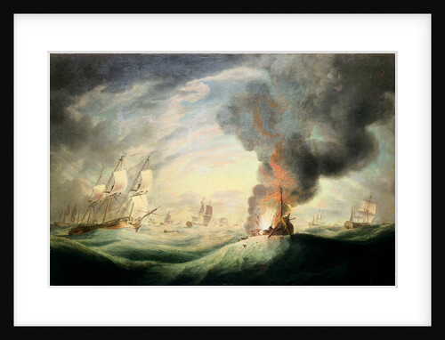 Loss of HMS 'Ramillies', September 1782: blowing up the wreck by Robert Dodd