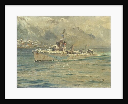 HMS 'Montrose' Arriving at Reykjavik, Iceland by Charles E. Turner