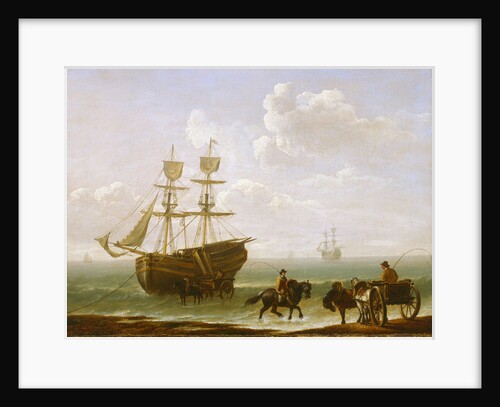 A beached Collier Unloading into Carts by Julius Caesar Ibbetson