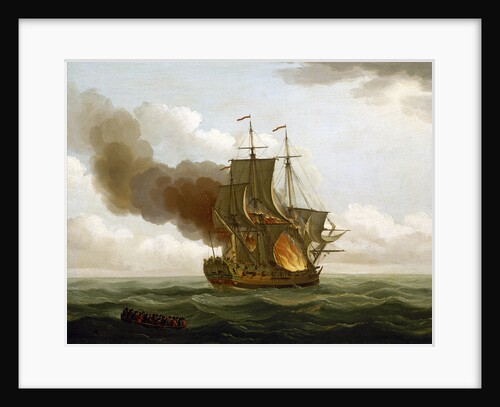 The Luxborough galley on fire, 25 June 1727 by John Cleveley