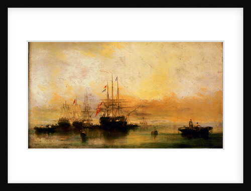 A Danish ship and other vessels becalmed by William McAlpine