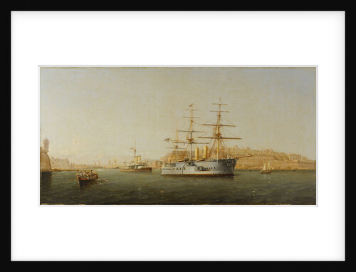 HMS 'Alexandra' leaving Malta by G. Gianni
