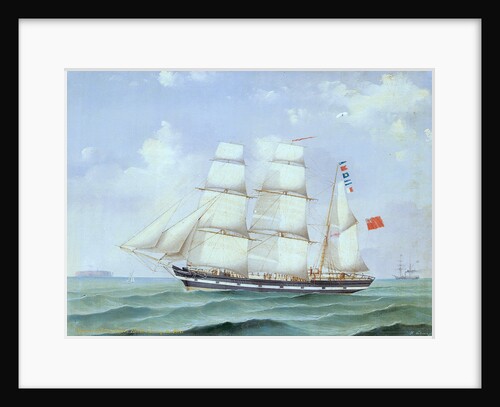 The barque 'Antagonist' entering the Elbe by Heinrich Andreas Saphus Petersen