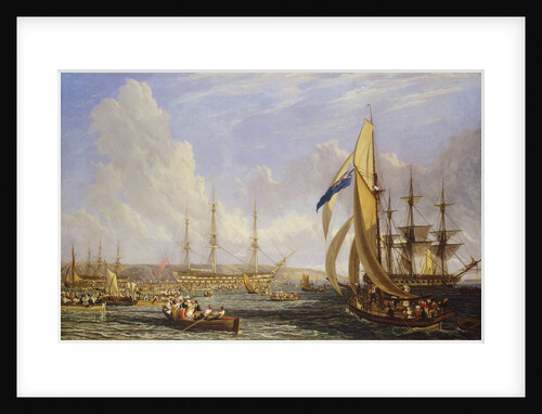 Scene in Plymouth sound in August 1815 by John James Chalon