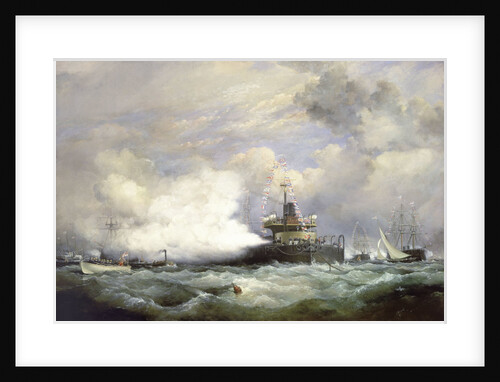 HM Turret Ship 'Devastation' at Spithead on the occasion of the naval review in honour of the Shah of Persia, 23 June 1873 by Edward William Cooke