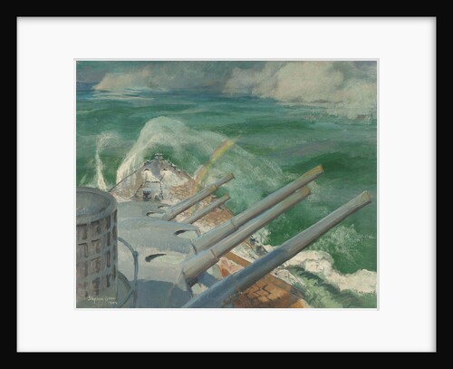 HMS 'Mauritius' on full speed trial by Stephen Bone