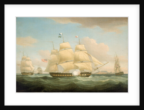 The East Indiamen 'Minerva', 'Scaleby Castle' and 'Charles Grant' by Thomas Whitcombe