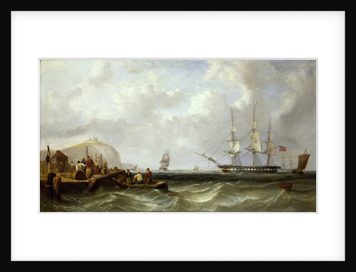 The Blackwall frigate 'Owen Glendower' at anchor off a coastline by G. W. Butland