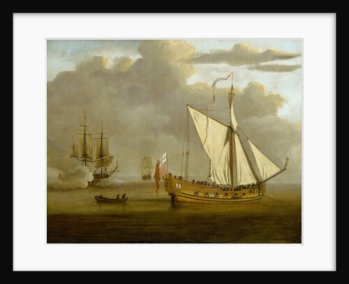 The English yacht 'Portsmouth' at anchor by Willem van de Velde the Elder