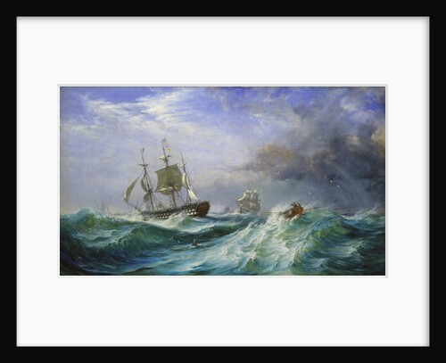 Man overboard: Rescue launch from HMS 'St Jean d'Acre' by Oswald Walter Brierly