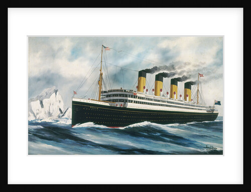 Passenger liner 'Titanic' (1912) under way in the North Atlantic, passing icebergs by Harry J. Jansen