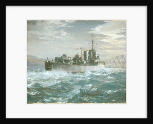 HMS Woolston (1918) in a heavy sea by Charles E Turner