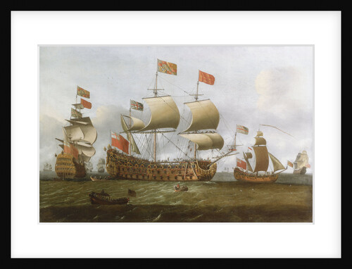 HMS 'Britannia' in two positions by Isaac Sailmaker