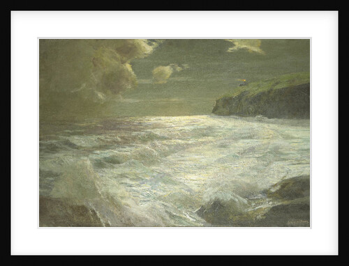 A coastal view with a lighthouse by Julius Olsson