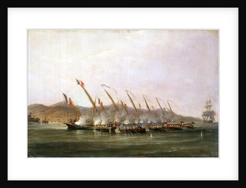 Captain Robert Maunsell capturing French gunboats off Java, July 1811 by William John Huggins