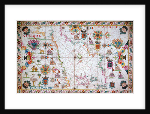 Chart of the western Mediterrean showing the north African and Spanish coasts, 17th century by Cavolini