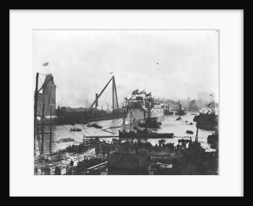 Japanese battleship HIJMS 'Shikishima' (1898) being launched from Thames Iron Works in 1898 by unknown