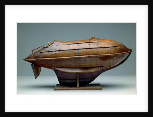 Full hull model, life-saving capsule, starboard broadside by R. F. Wells