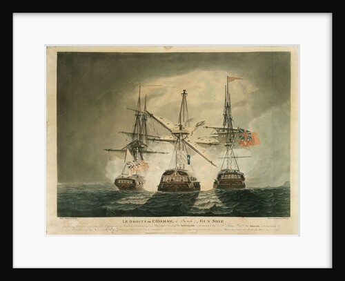 'Le Droits de L'Homme', a French 74 gun ship, ... attacked by his Majesty's frigates the 'Indefatigable' & the 'Amazon' on the 13th & 14th January 1797 by Robert Dodd