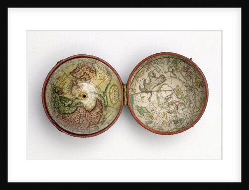 Terrestrial and celestial pocket globe by Dudley Adams