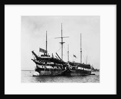 HMS 'Implacable' (1805) and HMS 'Foudroyant' at anchor, Portsmouth by Unknown