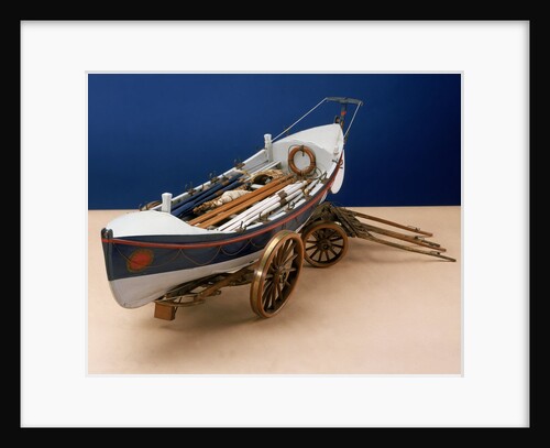 Full hull model, self-righting lifeboat with launching carriage by unknown