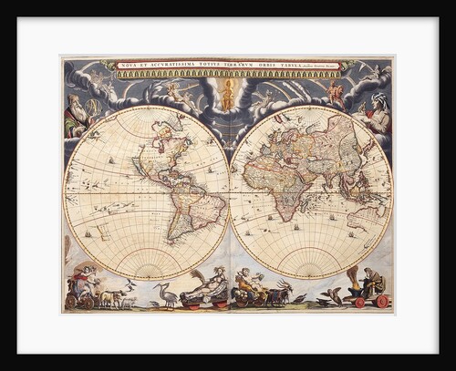 World map from the Blaeu Atlas, 17th century by John Blaeu