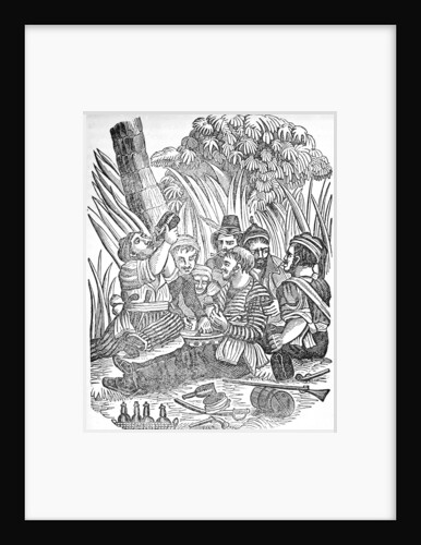 Bartholomew Roberts (1682-1722) or 'Black Bart''s pirate crew carouses at Old Calabar river in West Africa. by unknown