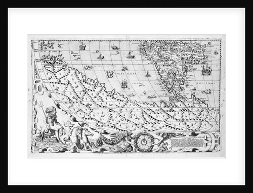 Section plate from Francesco Camocio's 'Cosmographia Universalis', 1567, taken from the atlas 'Tavole Moderne di Geografia' by unknown